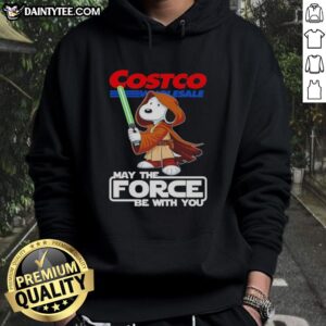 Cute Snoopy hoodie from Costco Wholesale featuring 'May the Force Be With You' design, perfect for fans.