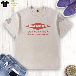 Alt Text: Stylish washed t-shirt from Pretty Sharon Steel Corporation in Sharon, Pennsylvania, showcasing modern design and comfort.