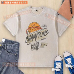 2026 Big Ten Men's Basketball Tournament Champions Purdue Boilermakers washed t-shirt, celebrating their victory.