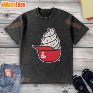 Nice Philadelphia Phillies Ice Cream Washed T-Shirt featuring a vibrant design perfect for baseball fans and summer wear.