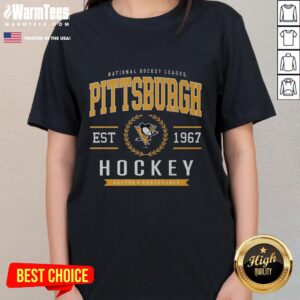 Stylish Nice Pittsburgh Penguins Hockey Legacy Crest Ladies Tee featuring team logo and comfortable fit for fans.