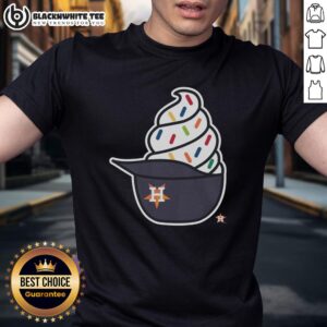 Alt Text: Stylish Houston Astros ice cream T-shirt featuring vibrant colors and fun graphics, perfect for fans and summer wear.
