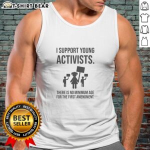 Original I Support Young Activists tank top promoting the First Amendment, suitable for all ages and activism.