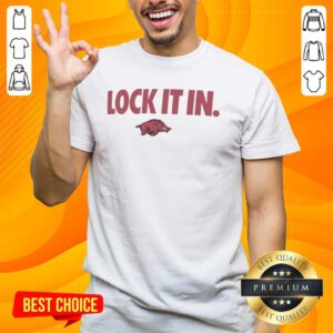 Good Arkansas Razorbacks 2026 Lock It In T-Shirt featuring team colors and logo, perfect for fans and game day attire.