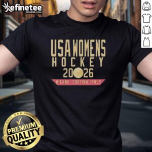 Alt Text: Awesome USA Women's Hockey 2026 Milan Cortina Italy T-Shirt featuring bold graphics and team colors.