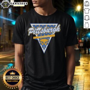 Alt Text: Awesome Pittsburgh Panthers Football T-shirt featuring a palm tree pattern inside a triangle logo design.