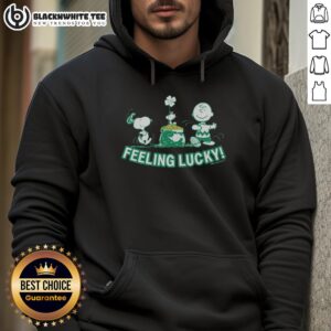 Alt Text: Top Peanuts Snoopy Feeling Lucky Hoodie featuring vibrant graphics of Snoopy and a playful design for fans.