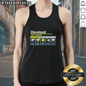 Official Cleveland 5 Day Forecast tank top featuring vibrant weather graphics for stylish weather enthusiasts.
