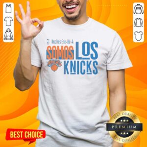 Official New York Knicks Noches Ene Be A Somos Los Knicks T-Shirt featuring team colors and logo, perfect for fans.