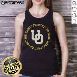 Good Oregon Ducks tank top featuring 'Go Ducks Go Fight Ducks Go Fight Win' lyrics for fans and supporters.