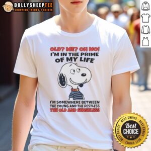Alt Text: Cute Snoopy graphic t-shirt featuring Oh No! I'm in the Prime of My Life text, perfect for fans of The Young and the Restless.