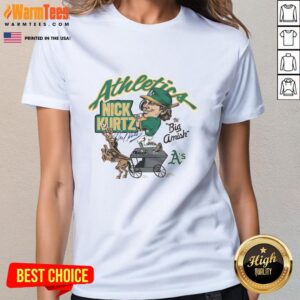 Alt Text: Awesome Athletics Nick Kurtz The Big Amish Ladies Tee featuring a unique design and comfortable fit for sports enthusiasts.