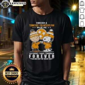 Alt Text: Tennessee Volunteers Snoopy and Charlie Brown fan T-shirt, celebrating loyalty win or lose, perfect for sports enthusiasts.