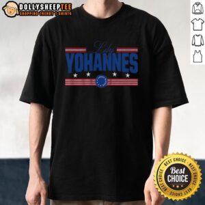 Official Lily Yohannes Stars And Stripes T-Shirt featuring a vibrant American flag design on a stylish tee.