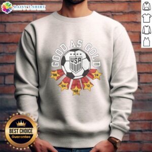 Awesome USWNT Good as Gold sweatshirt featuring bold graphics and a comfortable fit, perfect for soccer fans.