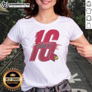 Pretty Louisville Cardinals 2026 NCAA Women's Basketball Sweet 16 ladies tee featuring vibrant team colors and design.