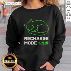 Alt Text: Official Neon Cat Recharge Mode On Sweatshirt featuring vibrant neon design and cozy fit for cat lovers.