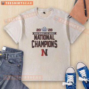 2026 NCAA Women's Ice Hockey Frozen Four Champions T-shirt featuring Northeastern Huskies logo and washed design.