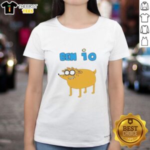 Premium Jake The Dog Ben 10 ladies tee featuring vibrant design, perfect for fans of Adventure Time and stylish casual wear.