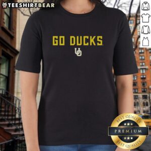 Women's Oregon Ducks team slogan tee showcasing vibrant colors and logo, perfect for fans and game day attire.