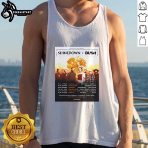 Nice Shinedown x Bush Dance Kid Dance Act II Tour Australia 2026 poster on a stylish tank top, vibrant design for music fans.