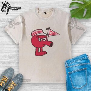 Good Redbert Cincy Washed T-Shirt in vibrant red, perfect for casual wear and showcasing Cincinnati pride.