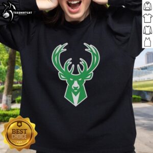 Top Milwaukee Bucks white logo sweatshirt for St. Patrick's Day, featuring festive green accents and comfortable design.
