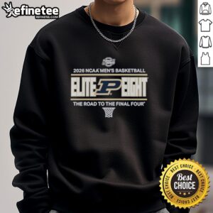 Alt Text: Original Purdue Boilermakers 2026 Men's Basketball Elite 8 Bound Sweatshirt in black with logo and vibrant graphics.