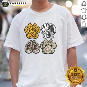 Cute animal print paws t-shirt featuring playful paw designs on a soft fabric, perfect for animal lovers.