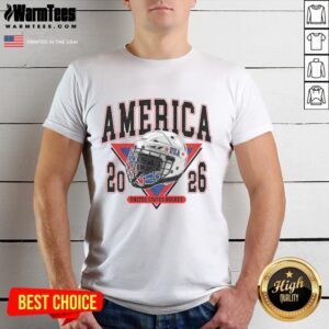 Premium USA Hockey Champions 2026 t-shirt featuring bold graphics celebrating America's ice hockey victory.