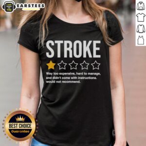 1-star rated ladies tee featuring 'Awesome Stroke' design, highlighting its high cost and lack of instructions.