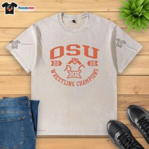 Nice Oklahoma State Cowboys Wrestling Championship 2026 washed t-shirt featuring team colors and logo design.