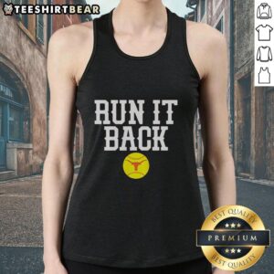 Premium Texas Longhorn baseball 'Run It Back' tank top for fans, featuring a stylish design and comfortable fit.