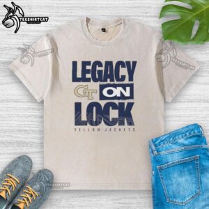 Alt Text: Premium Georgia Tech Yellow Jackets NCAA 2026 Legacy On Lock On washed t-shirt featuring a classic design and logo.