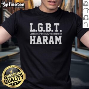 Original LGBT Lesbian Gay Bisexual Transgender Haram T-Shirt featuring vibrant colors and bold graphic design.