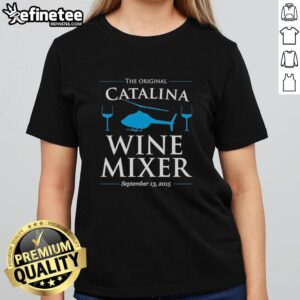Official Catalina Wine Mixer 2015 ladies tee featuring vibrant design and stylish fit for wine enthusiasts.