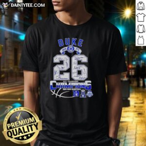 Alt Text: Nice Duke Men's Basketball 2026 ACC Champions T-Shirt, celebrating Duke's 27-2 season with stylish design.