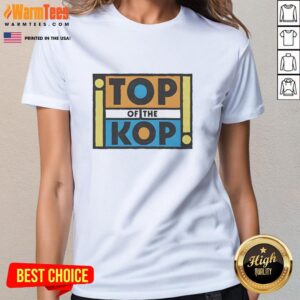 Hot Top of the Kop Ladies Tee in vibrant colors, perfect for soccer fans and stylish casual wear.