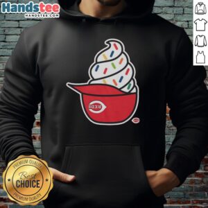 Awesome Cincinnati Reds ice cream hoodie featuring vibrant team colors and a fun design for baseball fans.
