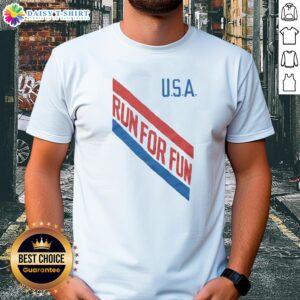 Awesome USA Run For Fun T-Shirt featuring vibrant graphics and a comfortable fit, perfect for casual outings and running events.