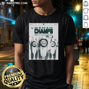 Awesome Michigan State Spartans back-to-back-to-back regular season champions poster t-shirt featuring team colors and logo.