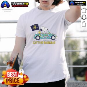 Good Snoopy And Woodstock Driving Car Let’s Go Savannah Bananas T-Shirt