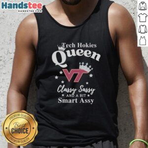 Official Virginia Tech Hokies football tank top featuring 'Classy, Sassy, and a Bit Smart Assy' design for fans.