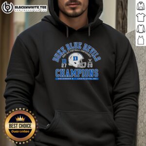 Alt Text: Duke Blue Devils ACC Football Conference Champions hoodie in vibrant blue, perfect for fans supporting their team.