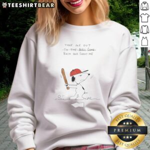 Cozy 'Nice Take Me Out Back And Shoot Me' Snoopy sweatshirt featuring a playful graphic design, perfect for casual wear.