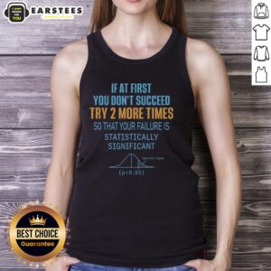 Funny tank top featuring the phrase 'If at first you don't succeed, try 2 more times for statistically significant failure.'
