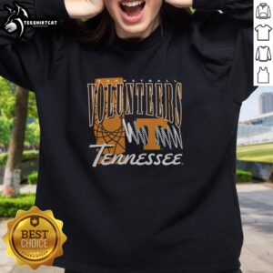 Alt Text: Premium Tennessee Volunteers basketball graphic sweatshirt featuring vibrant team colors and logo design.
