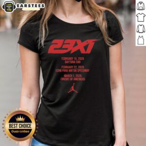 Good 23xi Racing NASCAR Tour 2026 Ladies Tee featuring vibrant team colors and stylish design for race fans.