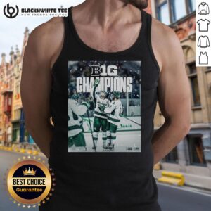 Michigan State Spartans back-to-back-to-back ice hockey tank top for 2026 B1G championship fans.