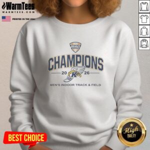 Kent State Golden Flashes 2026 MAC Women's Indoor Track and Field Champions sweatshirt with logo and vibrant colors.